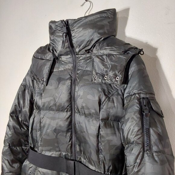 NWT Sanctuary Down Camoflage Belted Camp Puffer Jacket Coat w Hood - Large - Picture 3 of 16